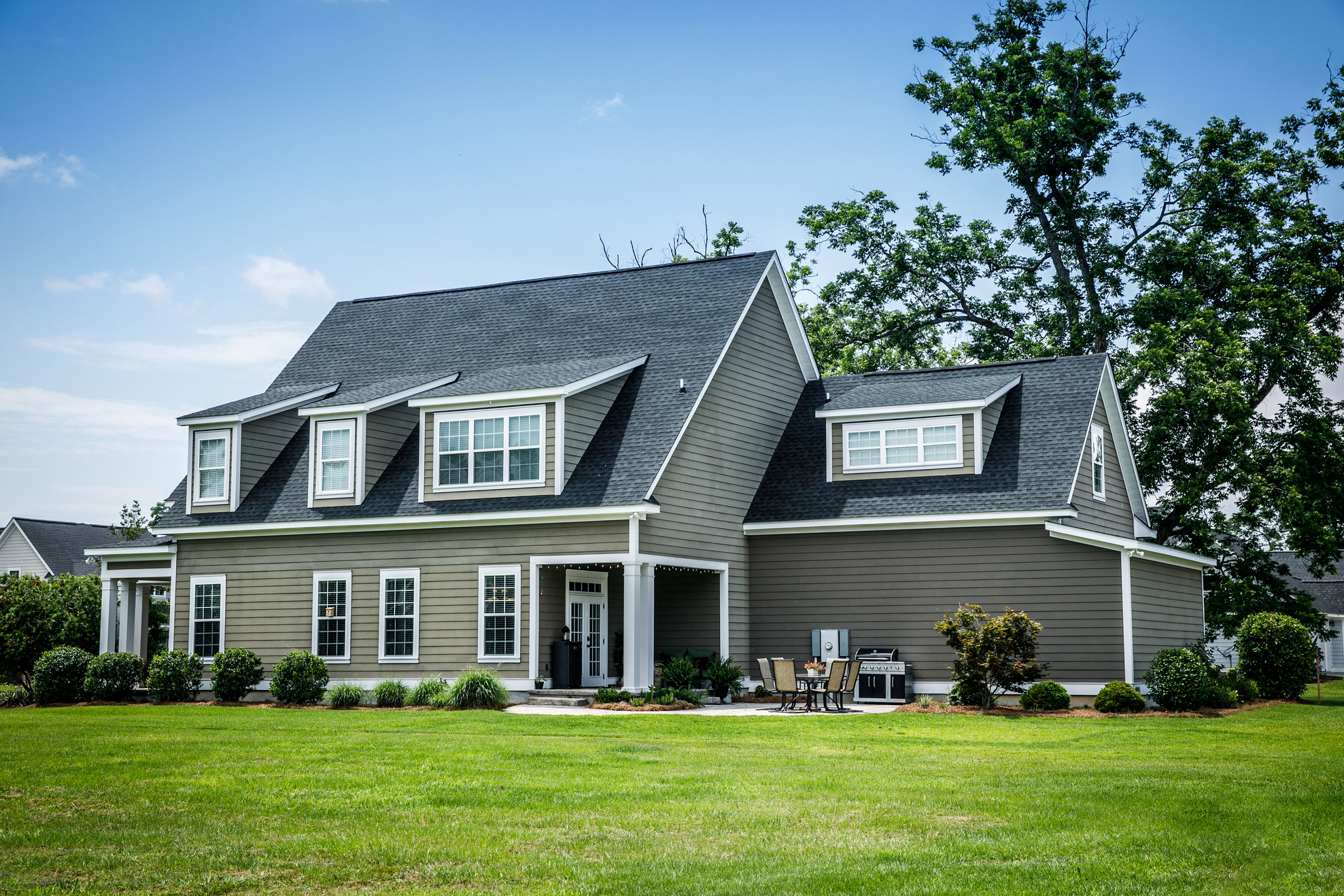 New construction Craftsman house with siding